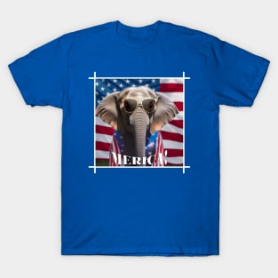 Funny Patriotic Elephant MERICA! Happy Birthday America! T-Shirt